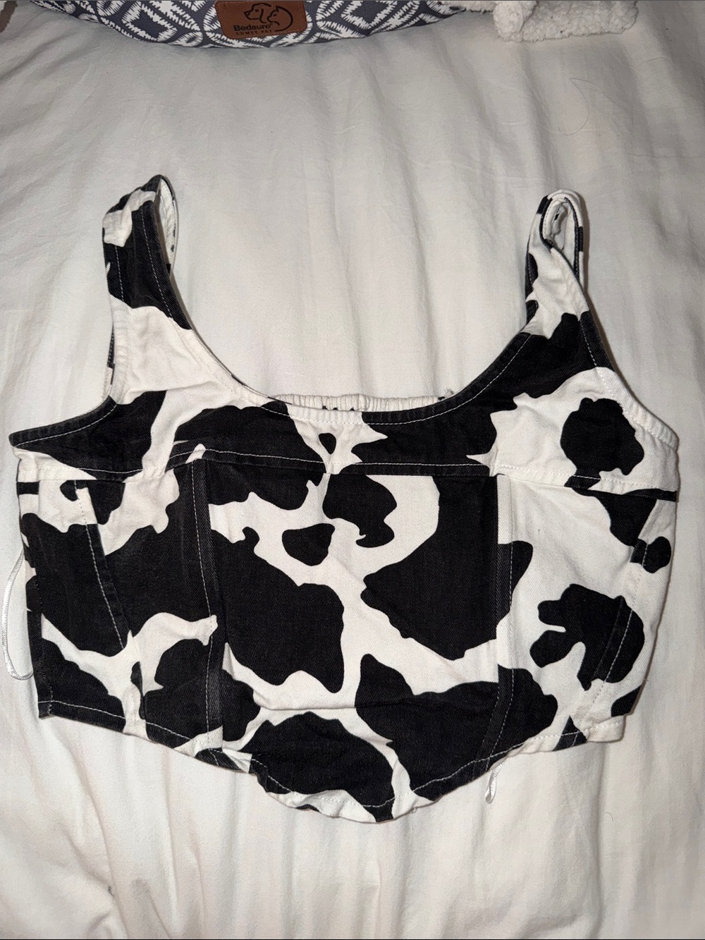Cow Print Black & White Cropped Tank Top
